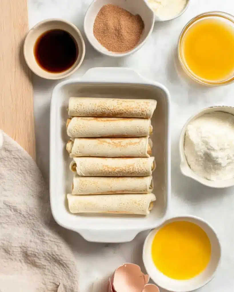 Rolled bread slices ready to make French toast rollups
