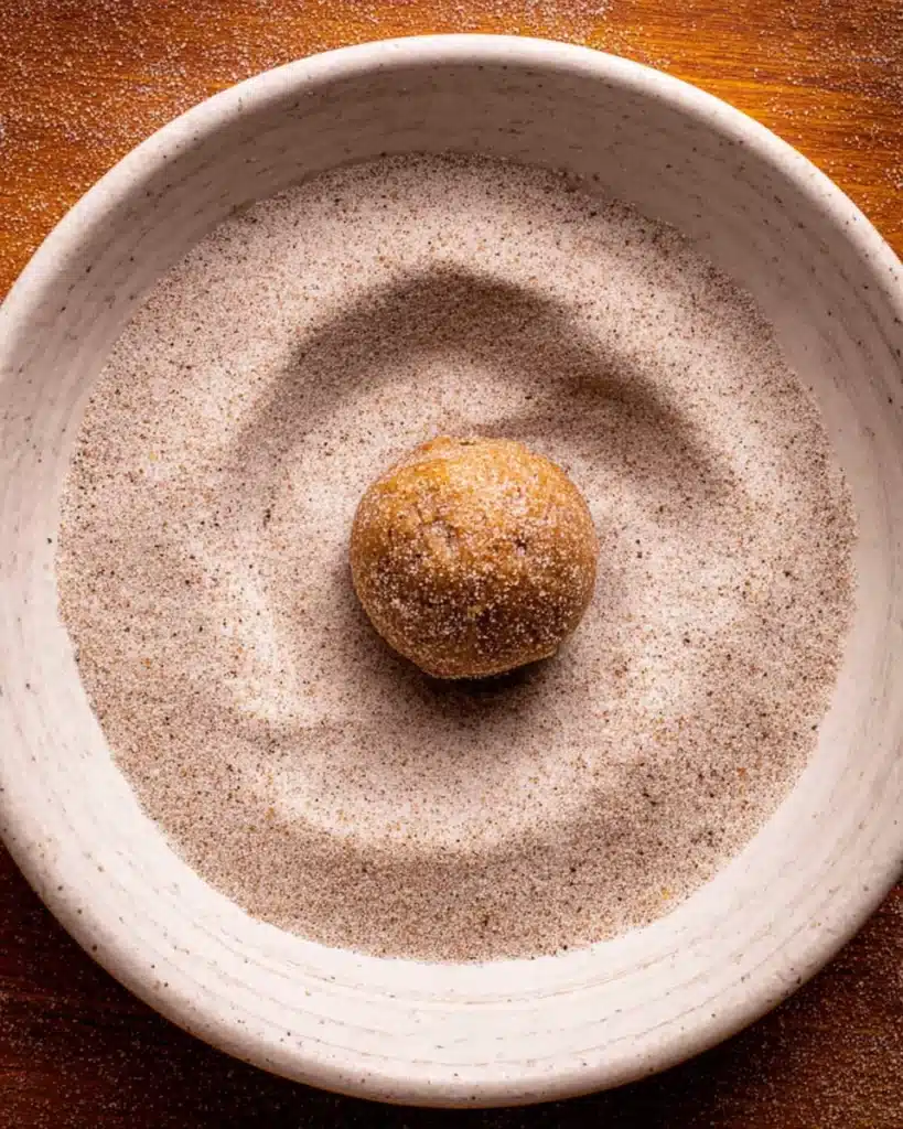 Gingerbread cheesecake cookie dough rolled in spiced sugar