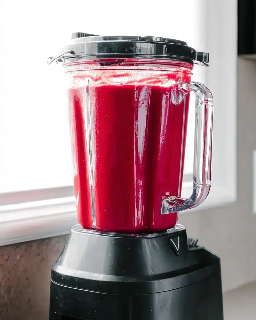 Beet Soup (Smooth and Velvety) 4 Smooth beet soup blending in a high-powered blender