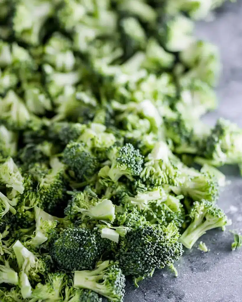Fresh chopped broccoli florets for Broccoli Cheddar Soup