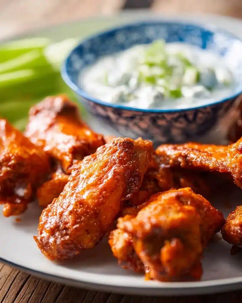 Crispy Baked Buffalo Wings – The Ultimate Game Day Appetizer 1 crispy baked buffalo wings with buffalo sauce and blue cheese dip