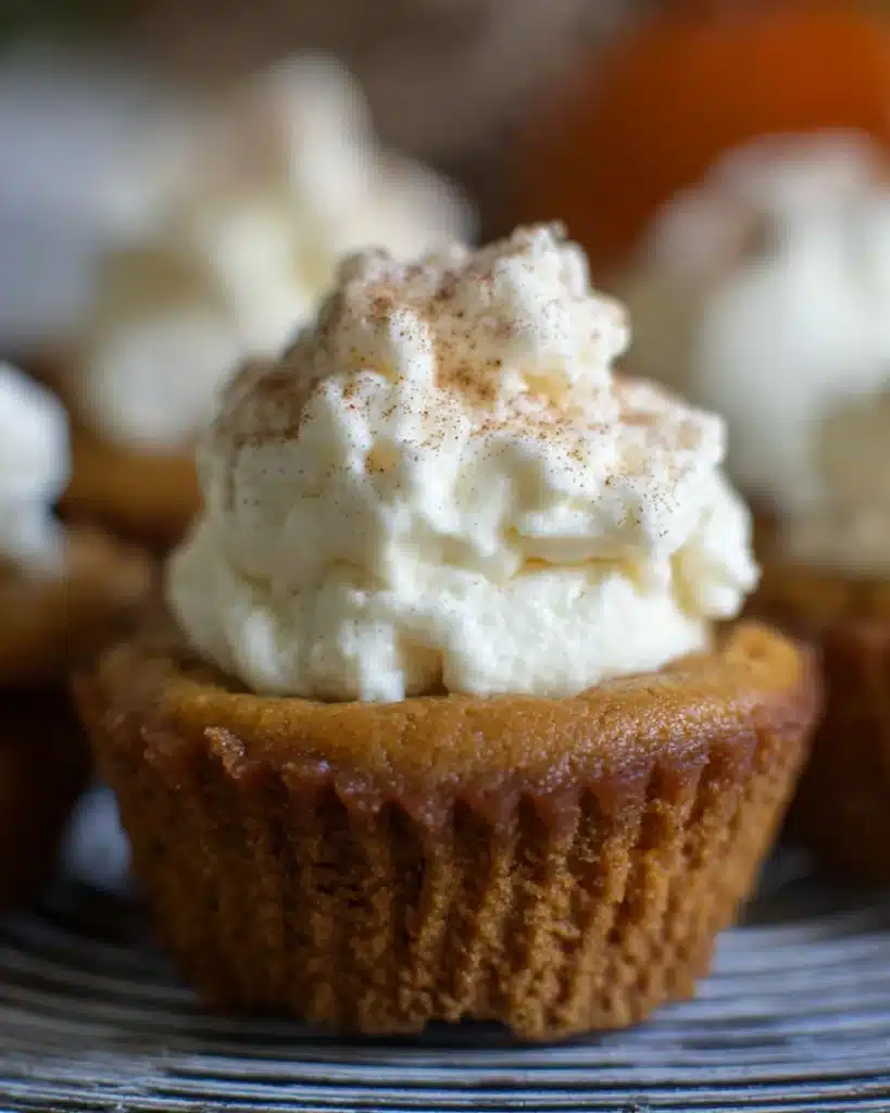Easy Pumpkin Pie Cupcakes (No Crust Needed!) 1 Easy Pumpkin Pie Cupcakes with whipped cream and cinnamon