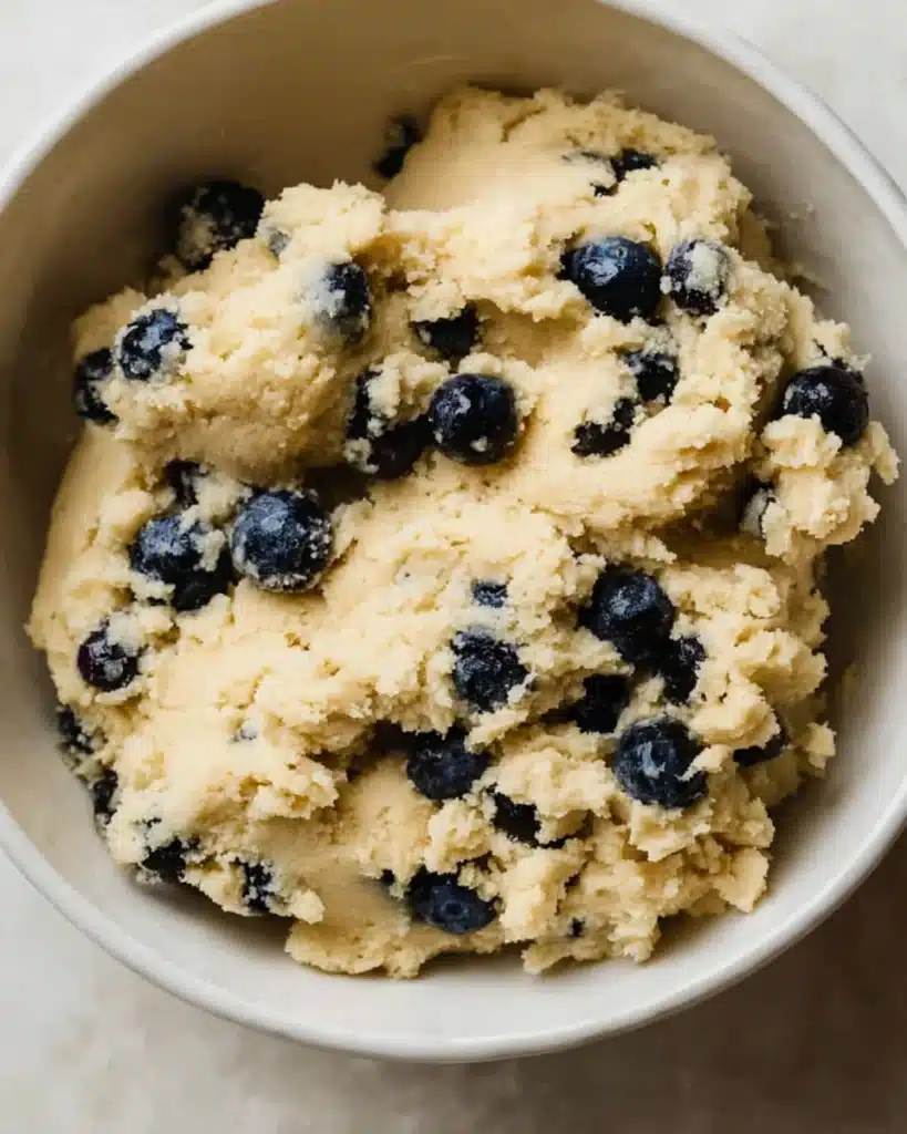 Lemon Blueberry Cookies (Soft, Chewy & Perfect for Christmas) 3 Lemon blueberry cookie dough with fresh blueberries folded in