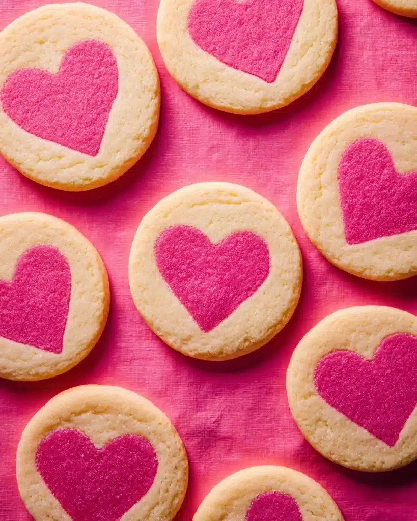 Heart Cookies – Sweet Valentine’s Day Slice-and-Bake Treat 6 Baked Heart Cookies with pink heart centers