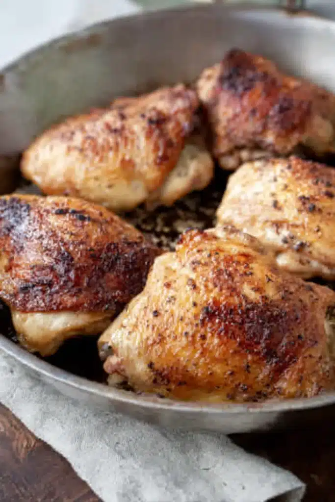 French Onion Chicken 2 Golden seared chicken in skillet for French Onion Chicken recipe