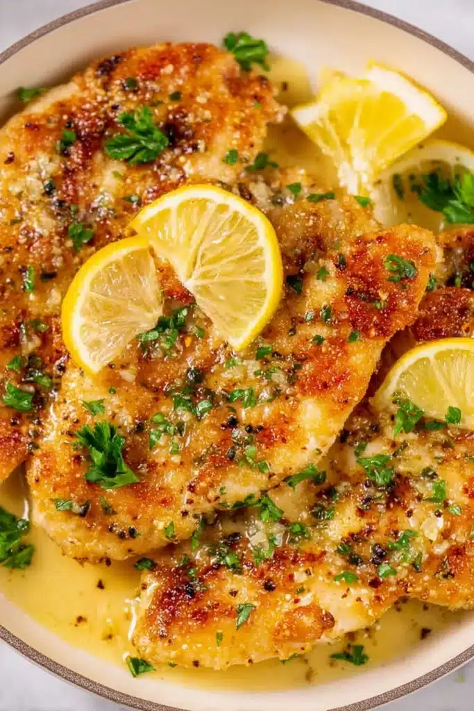 Lemon Chicken Recipe: Crispy, Tangy, and Ready in 30 Minutes 1 Crispy lemon butter chicken with parsley and lemon slices on a plate
