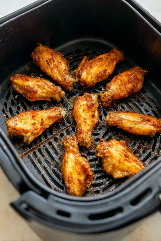 Air Fryer Buffalo Chicken Wings Recipe – Crispy, Spicy, and Ready Fast 2 Air fryer buffalo chicken wings cooking until crispy golden brown