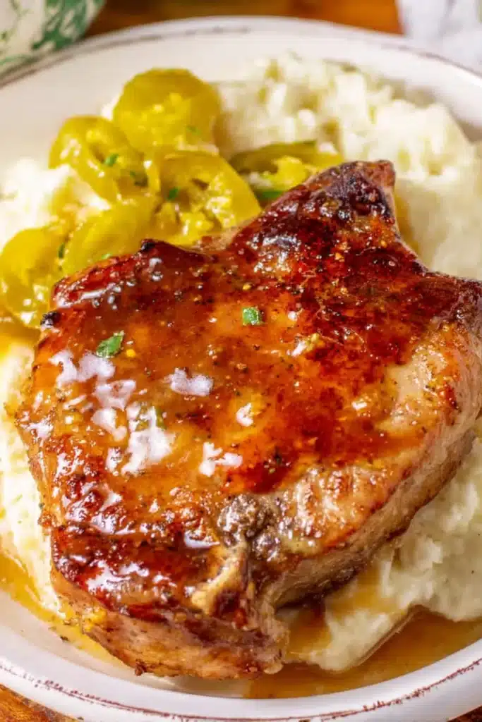 Crock Pot Mississippi Pork Chops 1 Crock Pot Mississippi Pork Chop with mashed potatoes and gravy