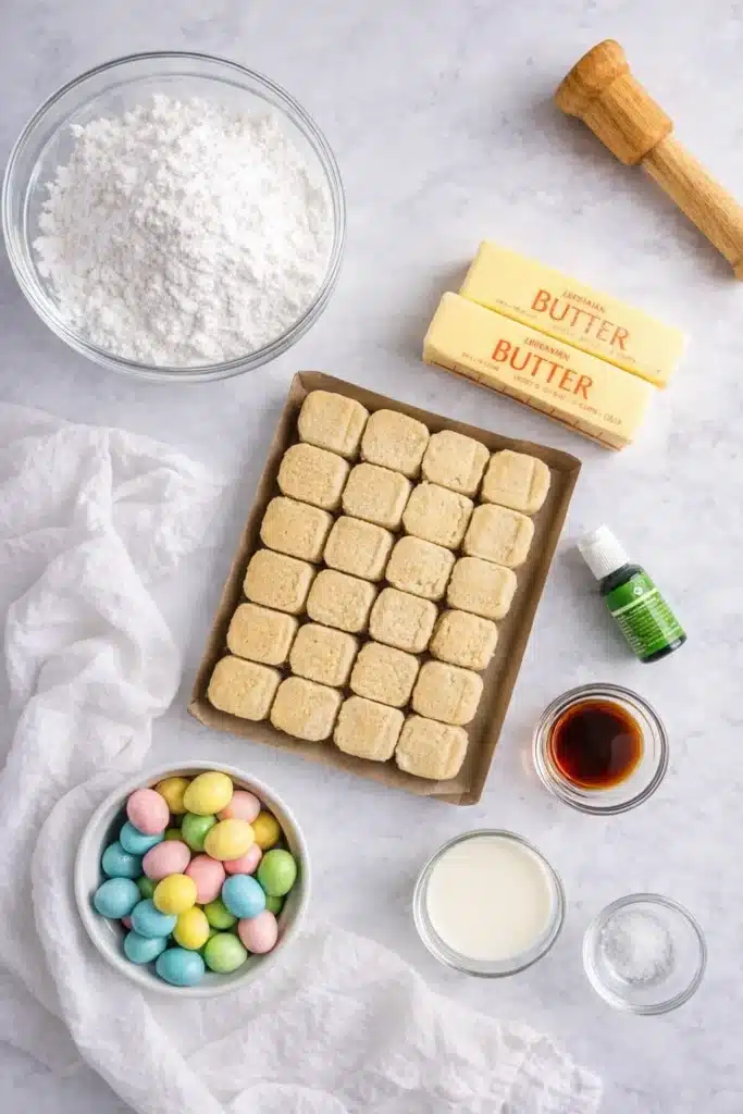 Easter Basket Sugar Cookie Cups 2 Ingredients for Easter Basket Sugar Cookie Cups on marble surface