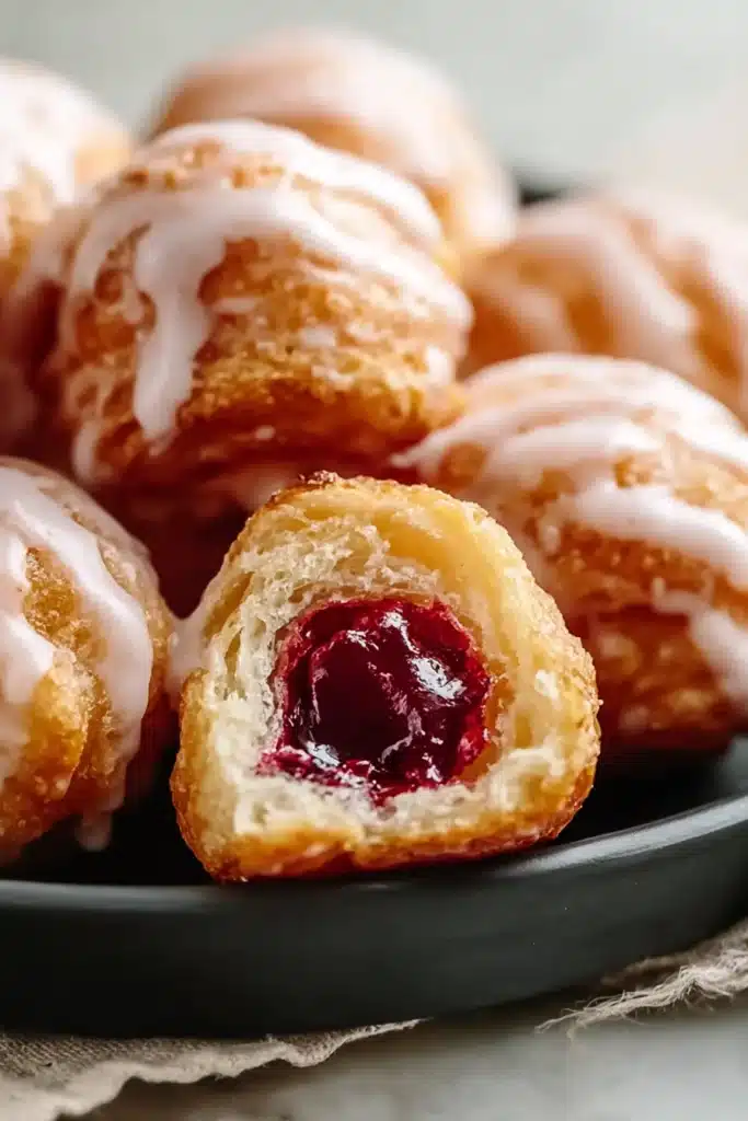 Delicious Cherry Pie Bites with glossy cherry filling and glaze