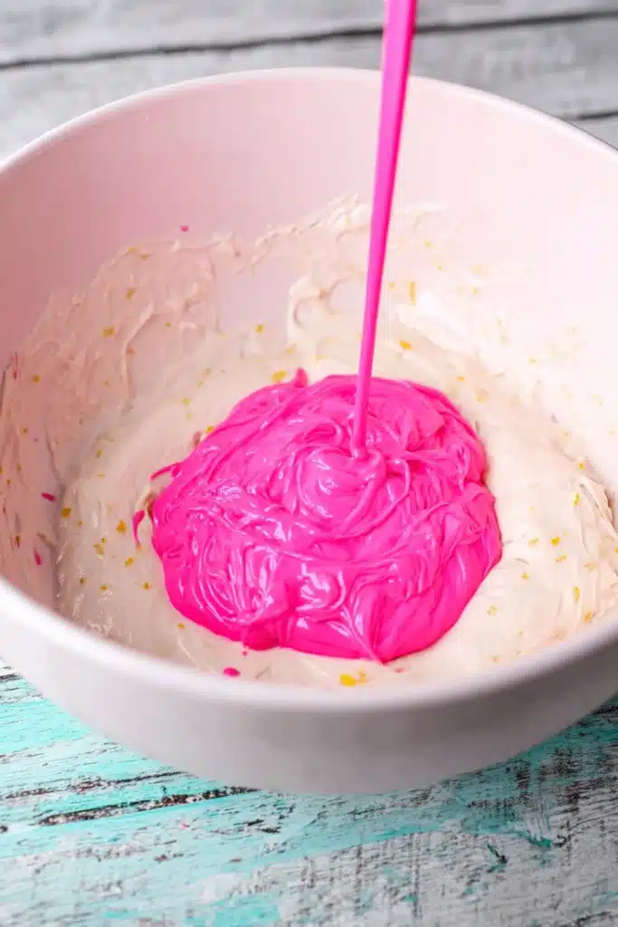 Easter Cookie Cake dip with melted pink candy added
