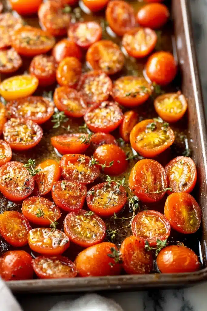 Roasted Cherry Tomatoes Pasta Recipe You Will Love 2 Fresh Roasted Cherry Tomatoes with garlic and thyme before baking