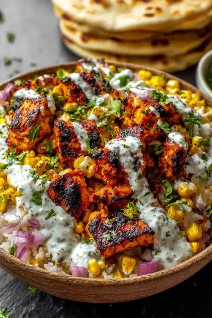 Street Corn Chicken Bowl Recipe That’s Creamy and Flavorful 2 Street Corn Chicken Bowl with grilled chicken, corn, rice and creamy sauce