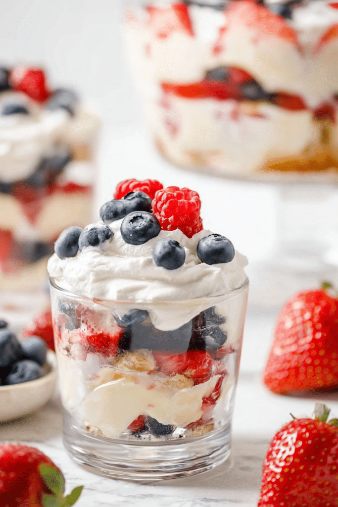 4th of July Trifle 1 4th of July Trifle served in individual cups with berries and cream