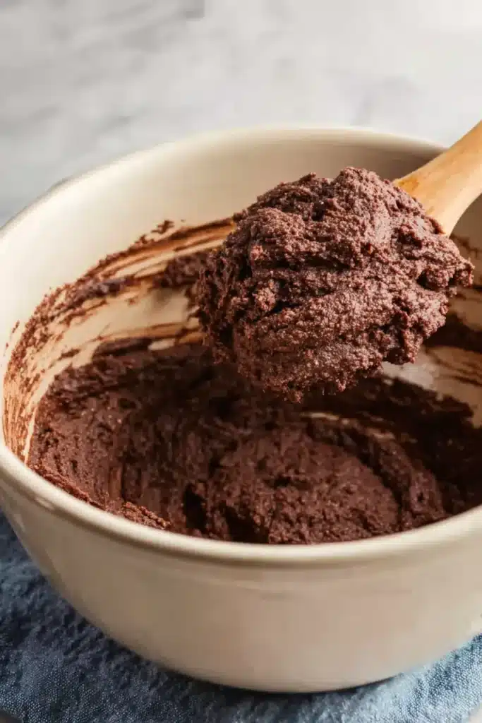 4th of July Cookies 2 4th of July Cookies brownie dough mixed in a bowl with wooden spoon