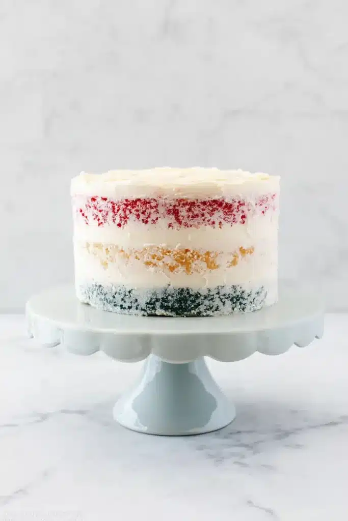 4th Of July Layer Cake with crumb coat and patriotic layers