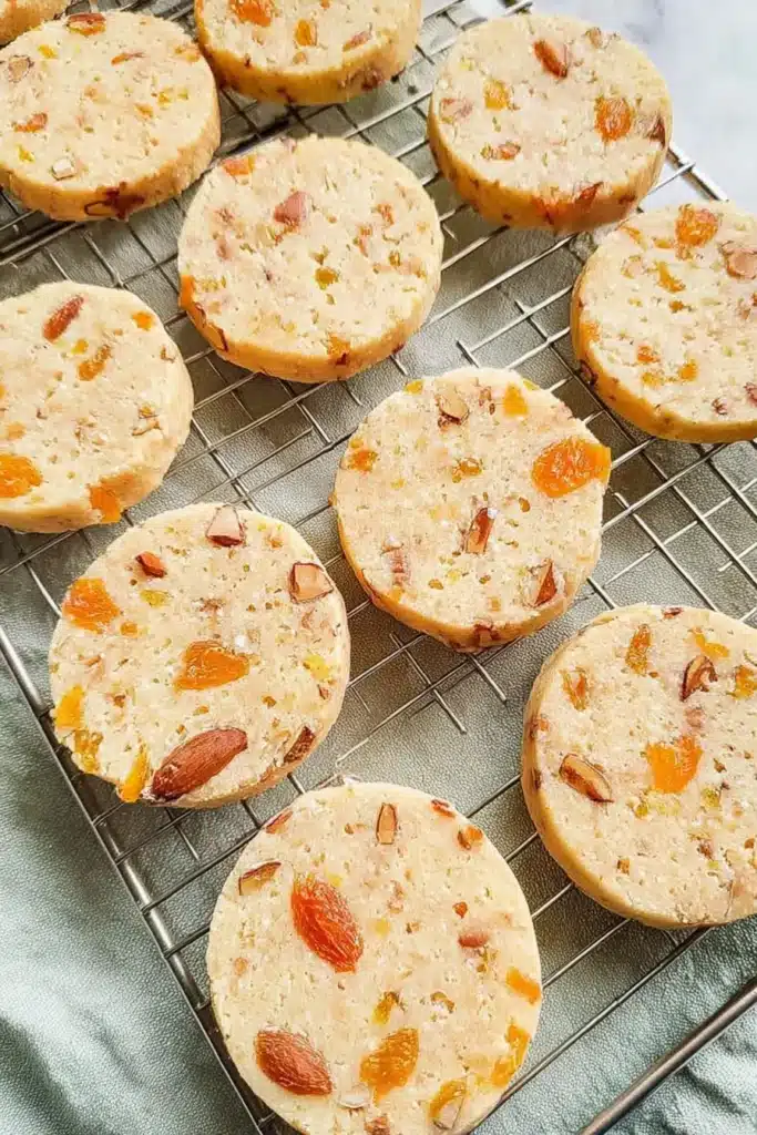 Apricot Almond Shortbread Cookies 2 Apricot Almond Shortbread Cookies cooling on a wire rack