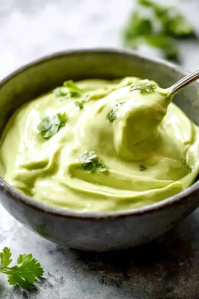 Chili Lime Chicken Tacos 3 Creamy avocado crema for chili lime chicken tacos