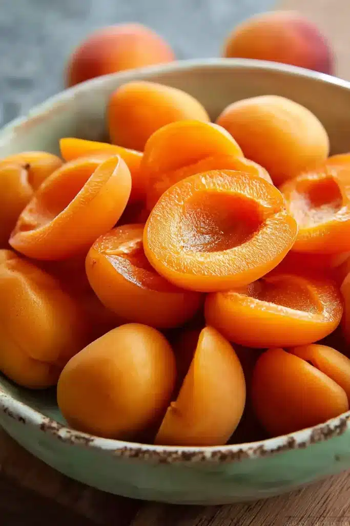 Apricot Jam Recipe 2 Fresh apricots for homemade Apricot Jam in a ceramic bowl