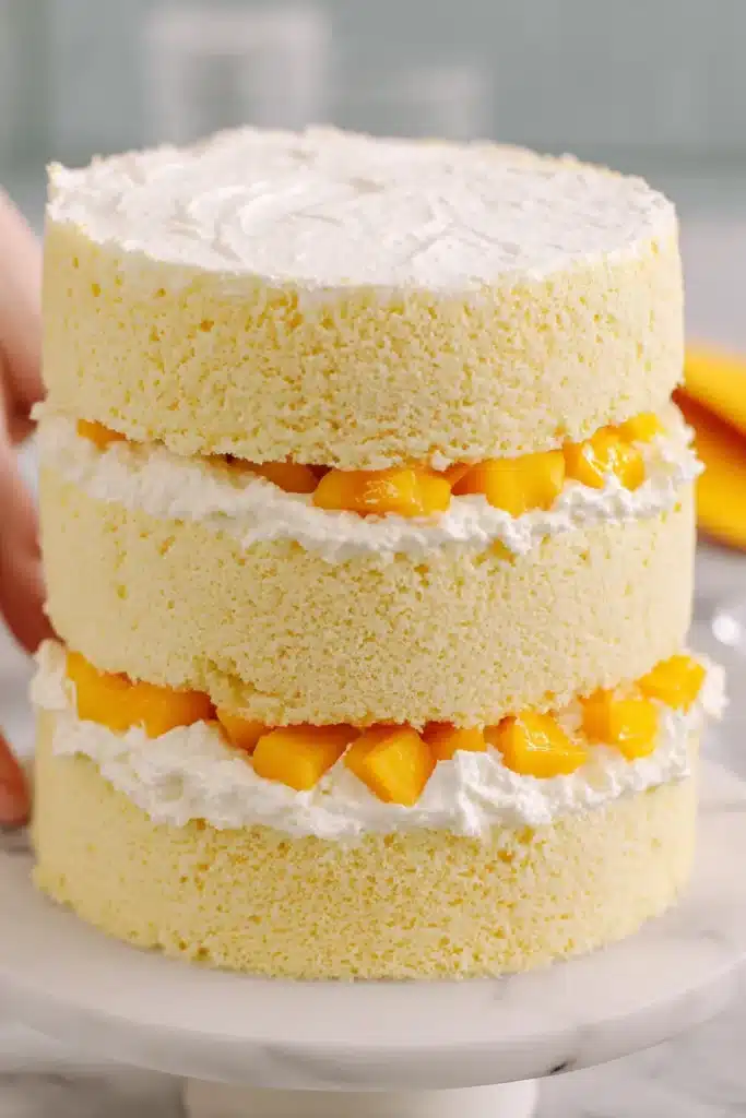 Mango Cake 4 Slice of Mango Cake with whipped cream and fresh mango filling