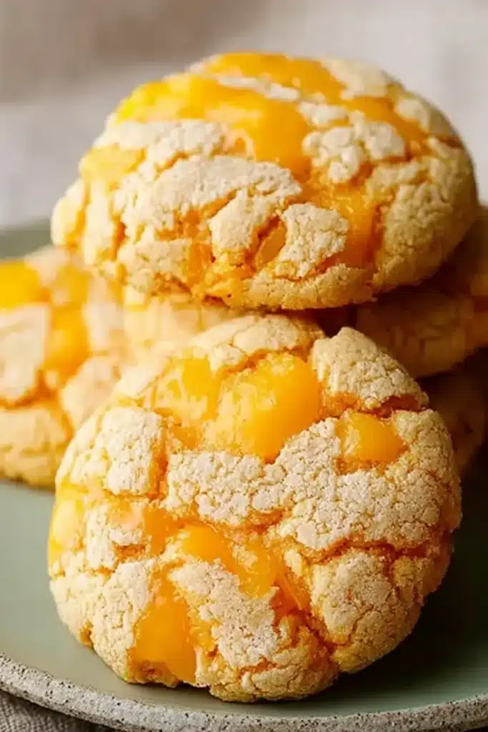 Mango Cookies 1 Soft and chewy Mango Cookies with juicy mango chunks on a ceramic plate
