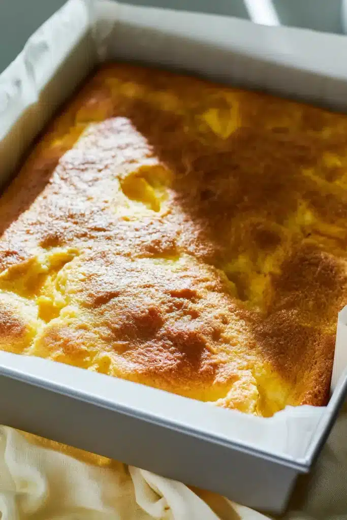 Brown Sugar Peach Cake 2 Freshly baked Brown Sugar Peach Cake before frosting