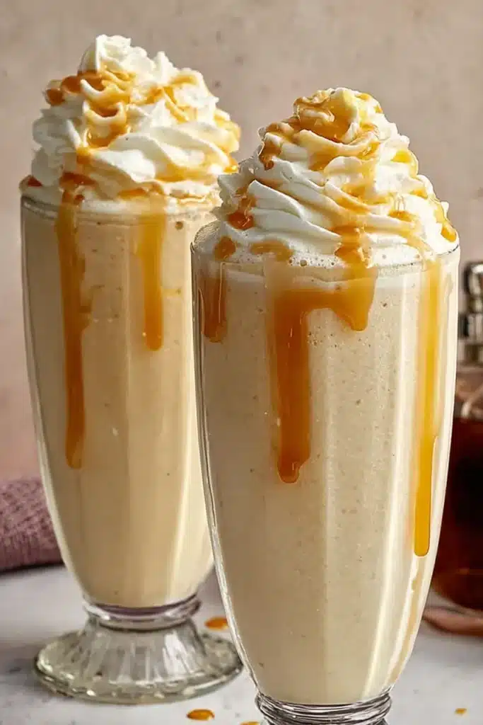 Frozen Butterbeer Recipe 3 Creamy Frozen Butterbeer with whipped cream and butterscotch drizzle