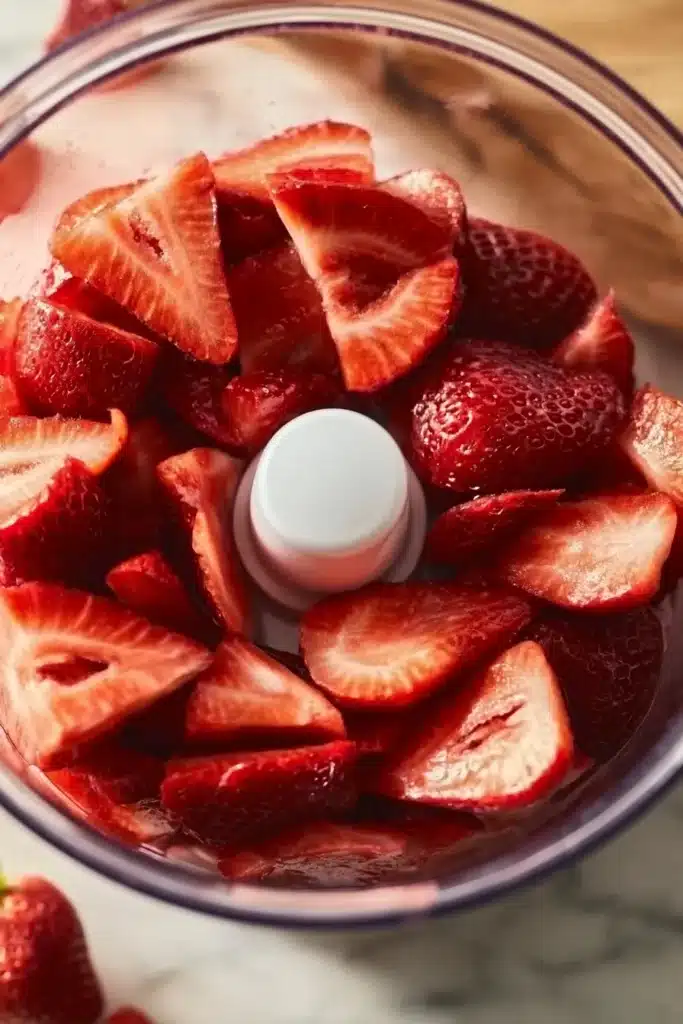 Fresh Strawberry Mousse strawberries sliced for blending