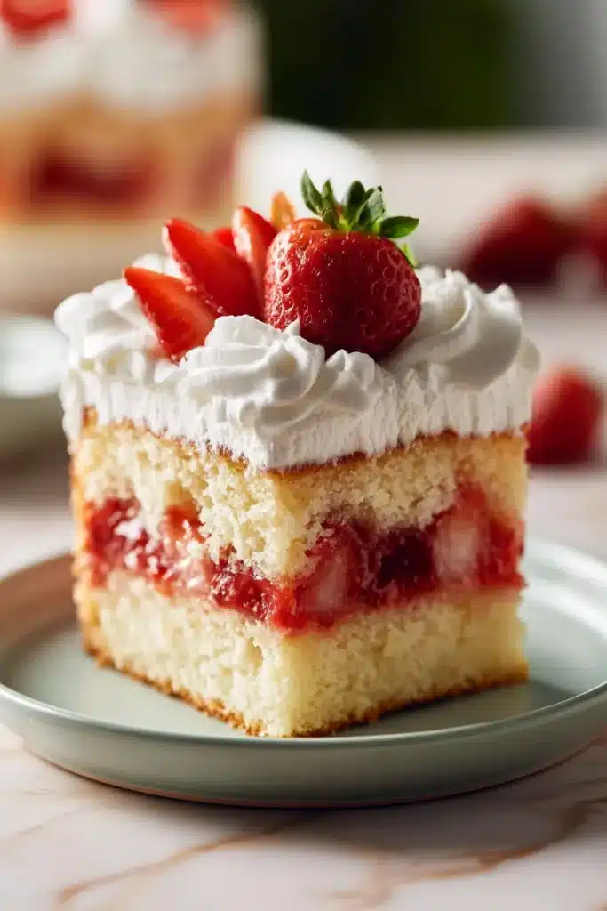 Homemade Strawberry Shortcake 1 Homemade Strawberry Shortcake cake with whipped cream and fresh strawberries