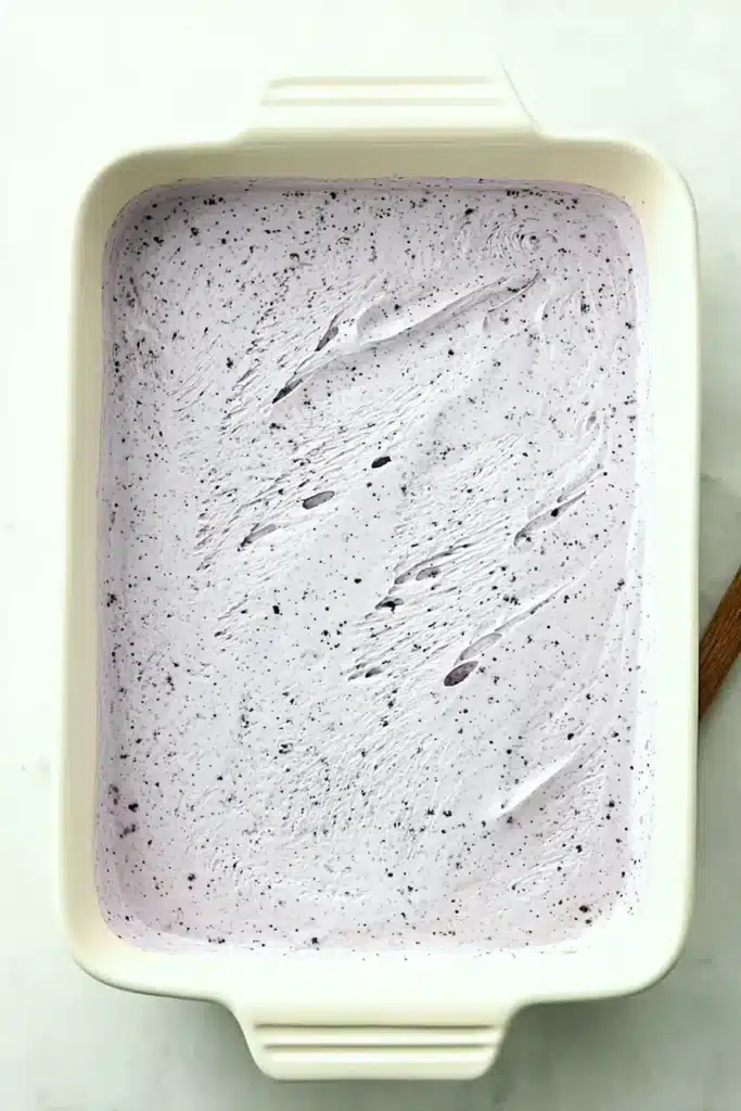 Lemon Blueberry Lasagna 3 Lemon Blueberry Lasagna lemon pudding layer spread in baking dish