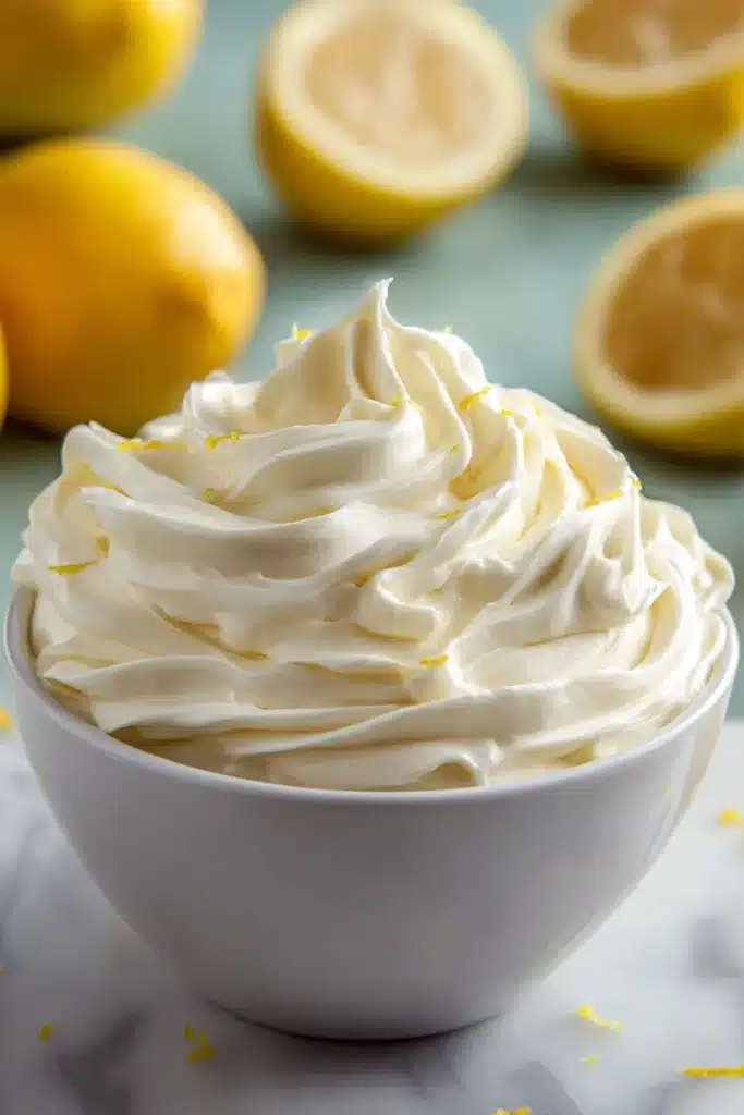 Lemon cream cheese frosting for Lemon Blueberry Cupcakes