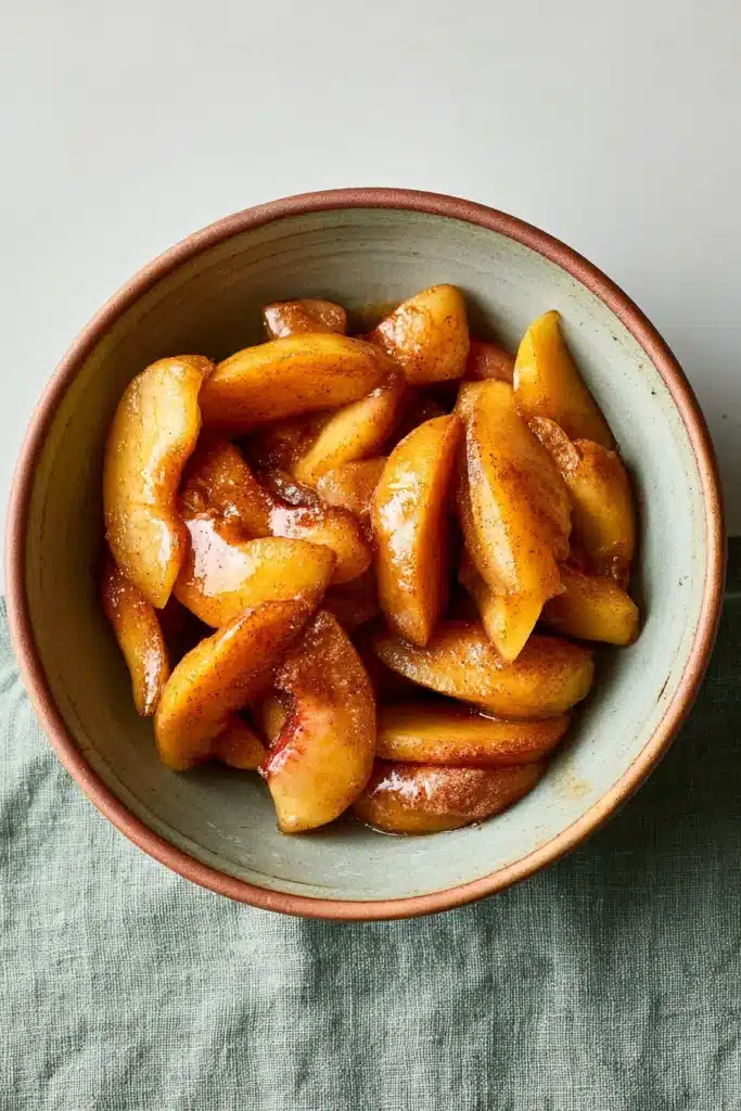 Peach Crisp Recipe 2 Peach Crisp peaches coated in cinnamon sugar before baking