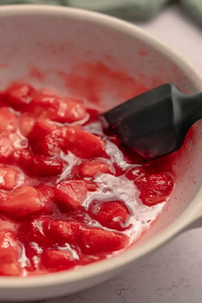 Strawberry Shortcake Layer Cake 2 Strawberry shortcake layer cake sponge batter in a springform pan