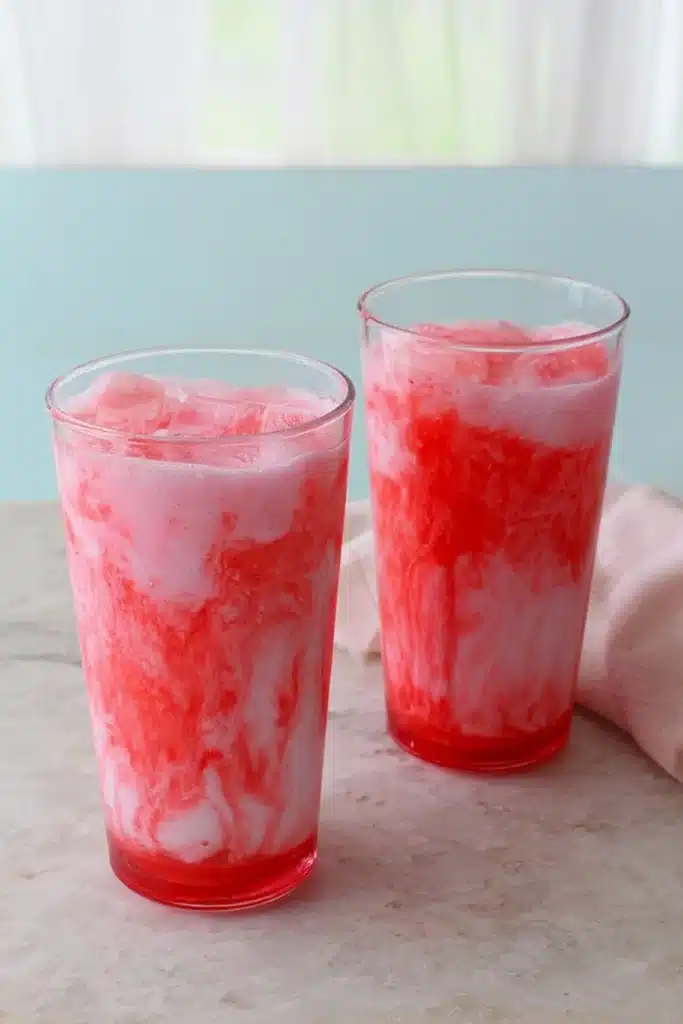 Coffee Creamer And Soda 3 Coffee Creamer And Soda with creamy strawberry swirl in glass